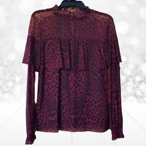 Worthington's Women's Blouse Size Medium Red Leopard Print NWOT